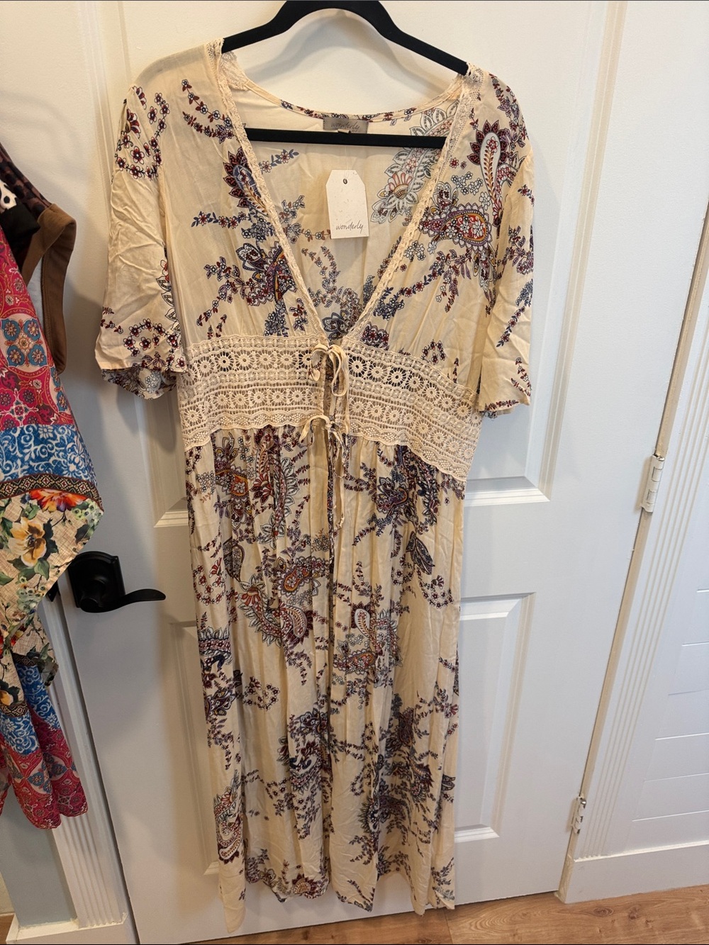 Wonderly Cream Paisley Maxi  Overlay with Lace Waist